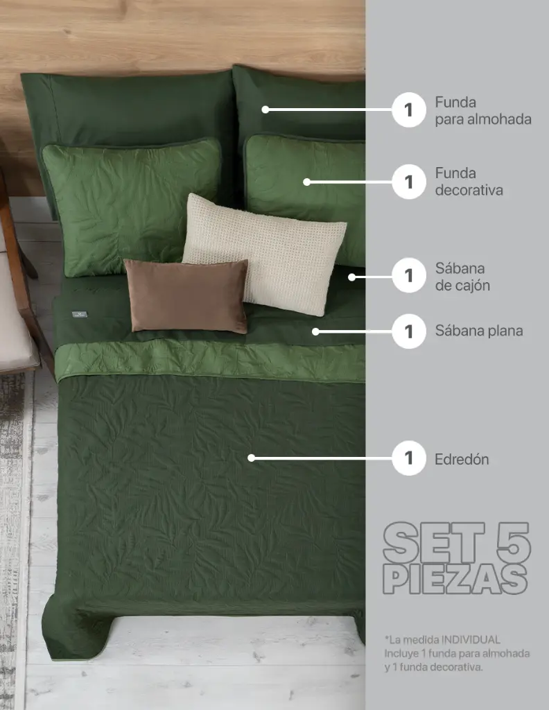 Real-Textil-Set-Edredon-Liso-Pinsonic-Sabanas-Verde-Verde-Set-5-piezas.webp