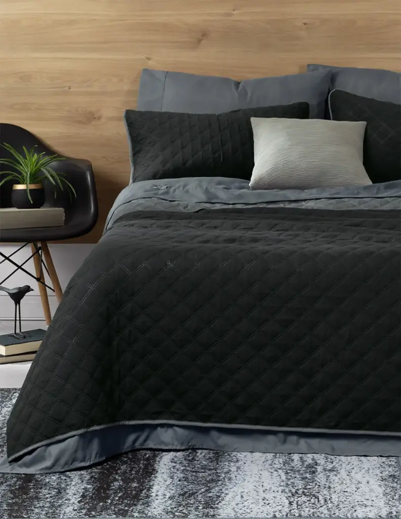 SET EDREDÓN PINSONIC-SABANAS RT NEGRO - GRIS