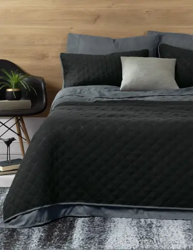 SET EDREDÓN PINSONIC-SABANAS RT NEGRO - GRIS